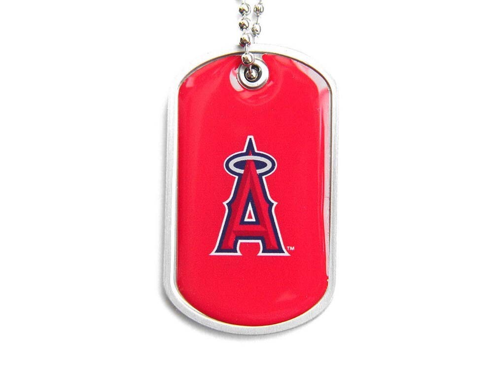La Angels Of Anaheim Dog Tag Domed Necklace Charm Chain Mlb