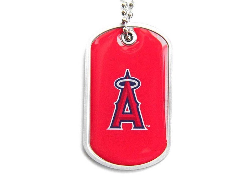 La Angels Of Anaheim Dog Tag Domed Necklace Charm Chain Mlb