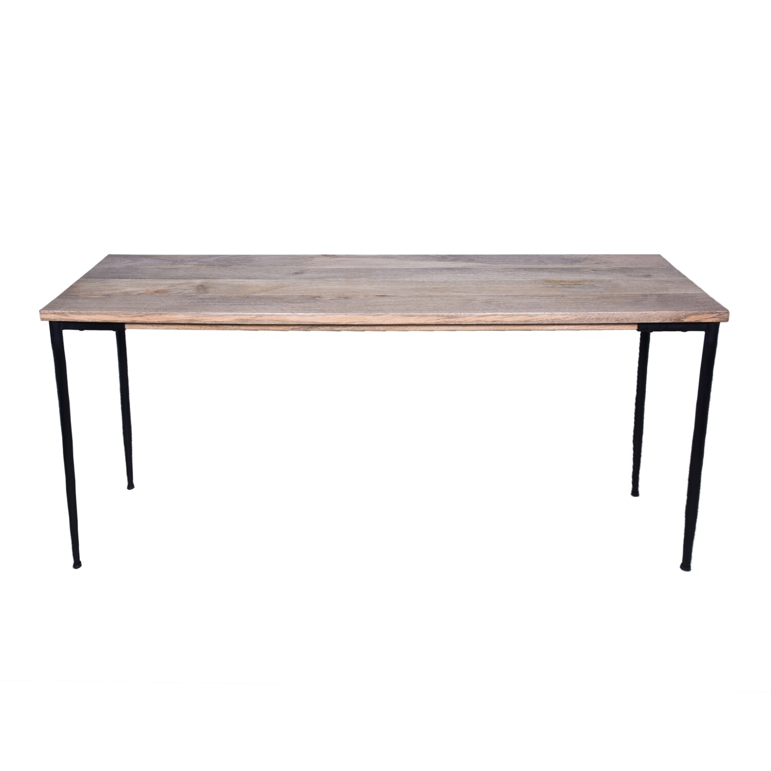 Rectangular Mango Wood Console Table With Tapered Metal Legs, Brown And Black