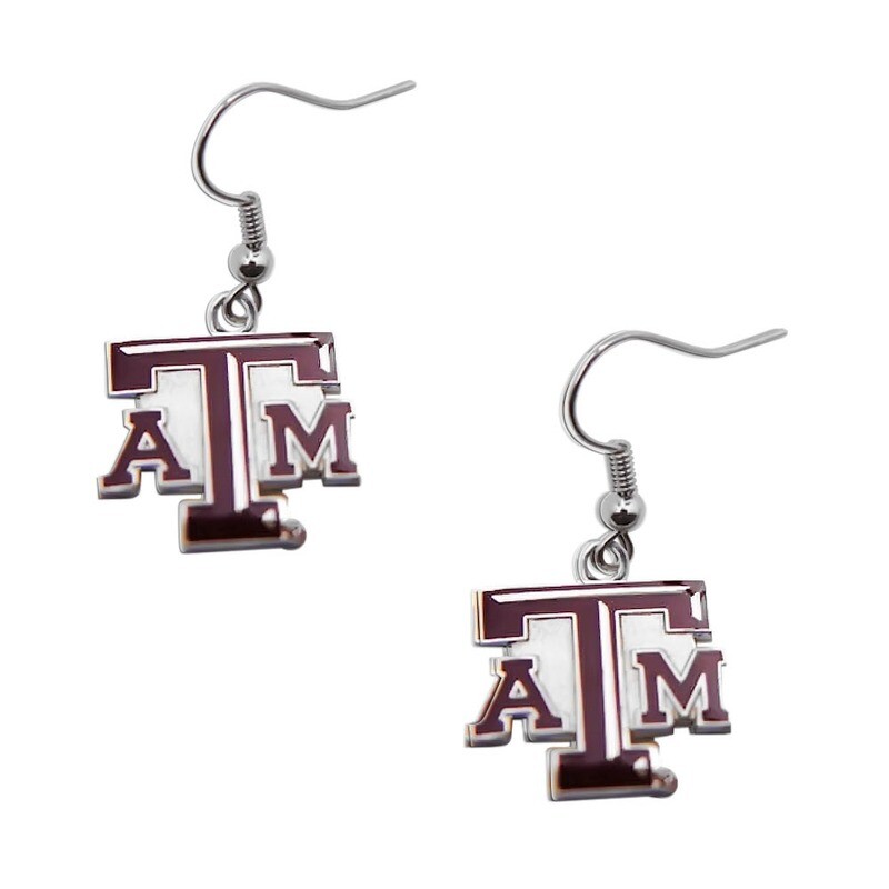 Texas A &amp; M Aggies Dangle Logo Earring Set Ncaa Charm Gift