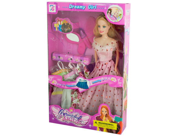 Dreamy Fashion Doll with Dresses &amp;amp; Accessories - Case of 4