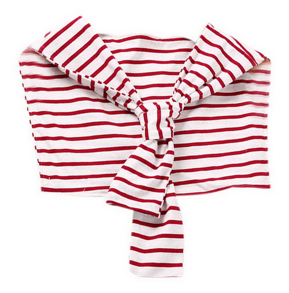 Navy Style Striped False Collar Fashion Shawl Shoulder With Sleeves, Red Stripes