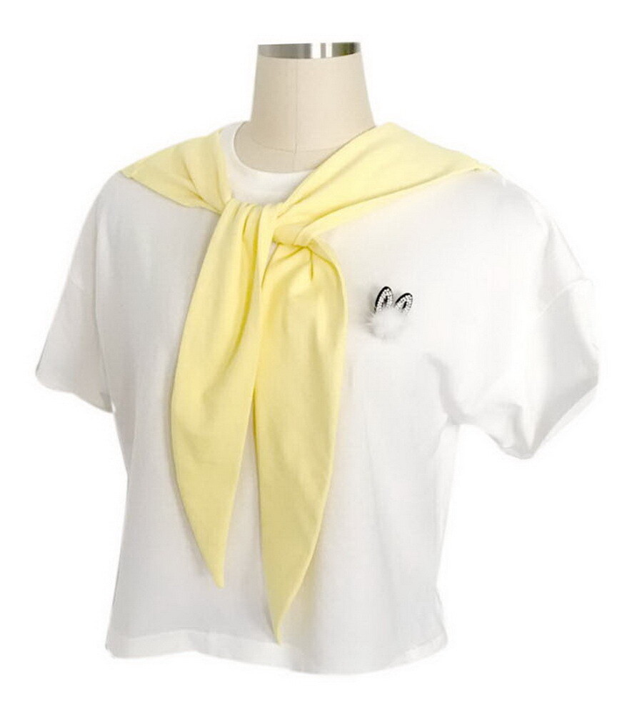 Navy Style False Collar Shawl Lovely Rabbit Ear Shaped Fake Collar Shawl, Yellow