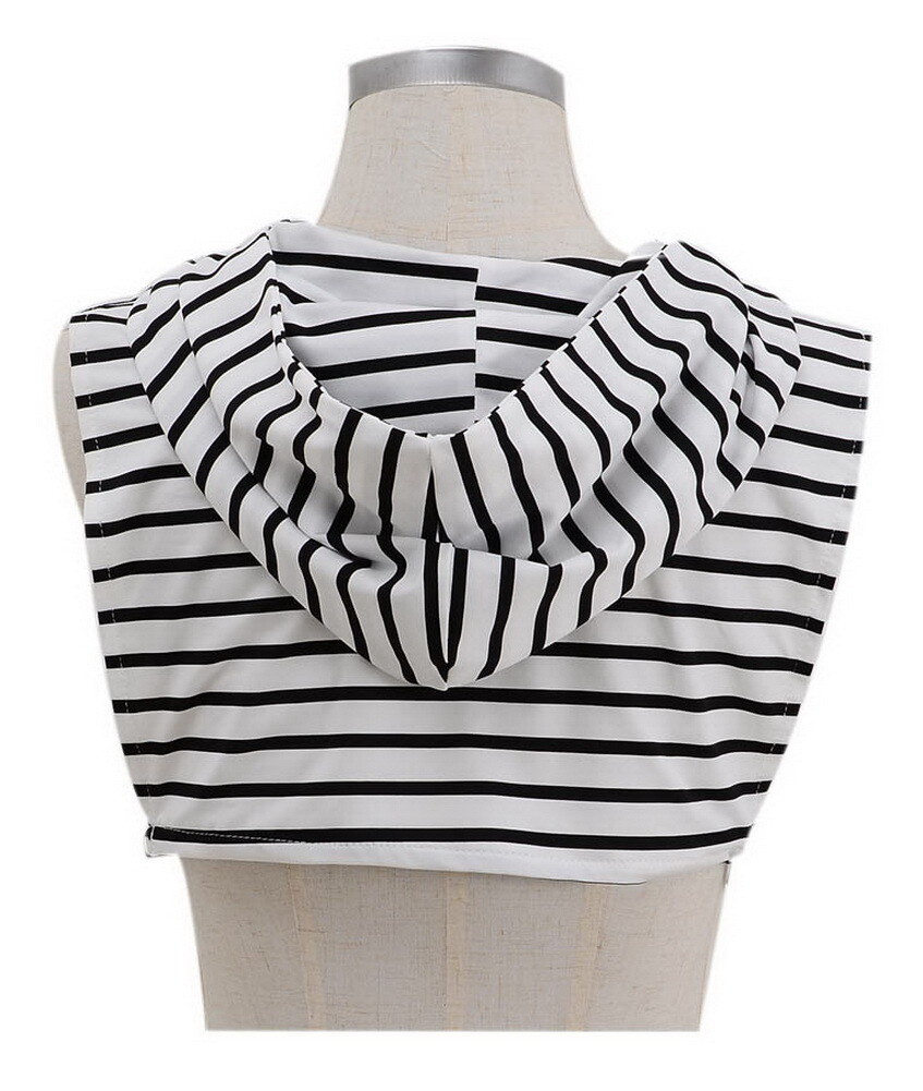 Fake Hat Collar Double Sweater Hat Decorative Sunscreen Fake Shawl, Thin Stripes