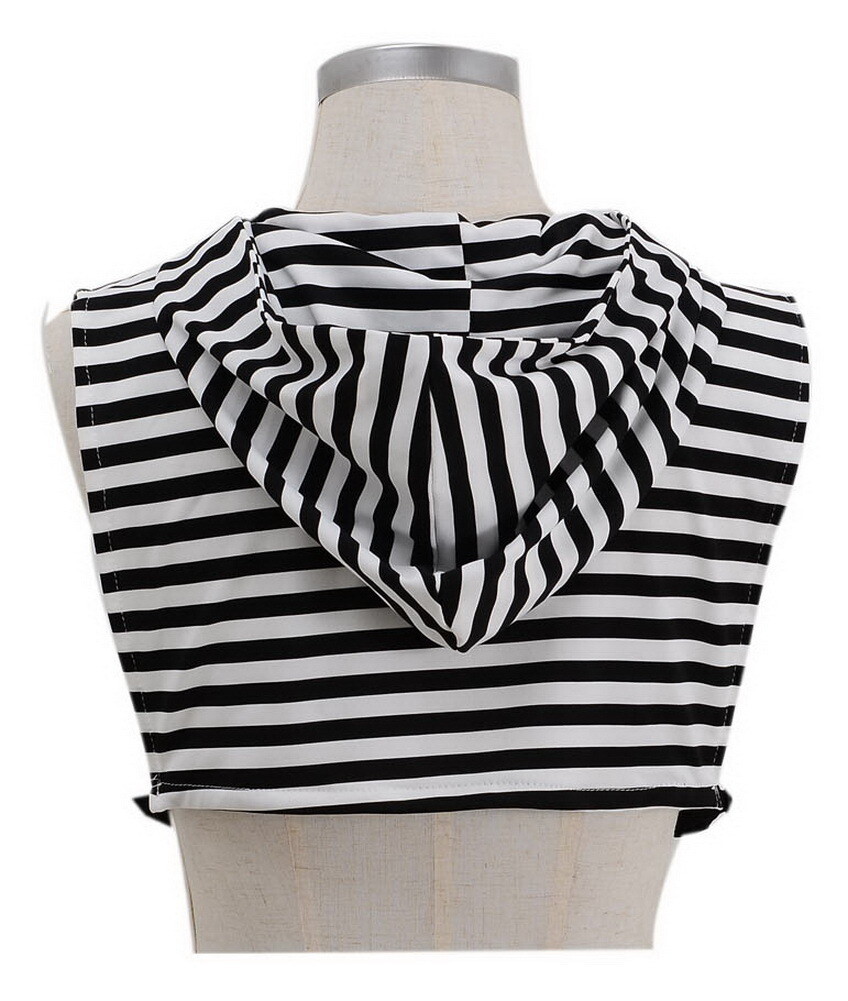 Fake Hat Collar Double Sweater Hat Decorative Sunscreen Fake Shawl, Wide Stripes