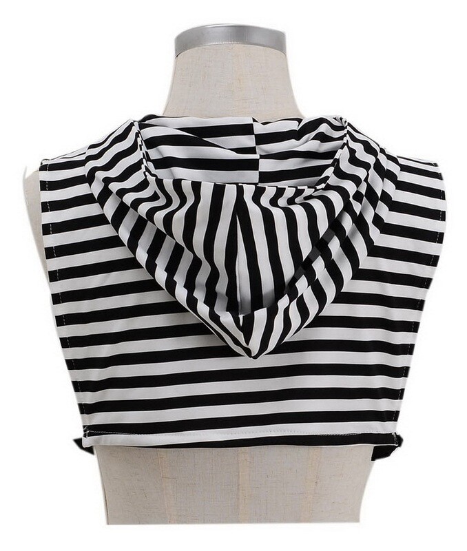 Fake Hat Collar Double Sweater Hat Decorative Sunscreen Fake Shawl, Wide Stripes