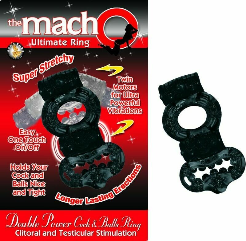 Double Power Cock &amp; Balls Ring Black