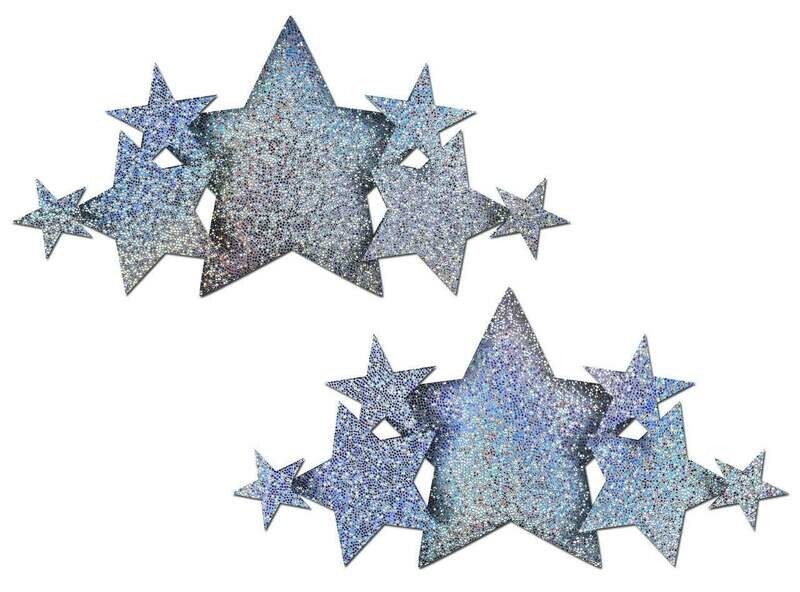Pastease Demi Silver Glitter Star Breast Covers