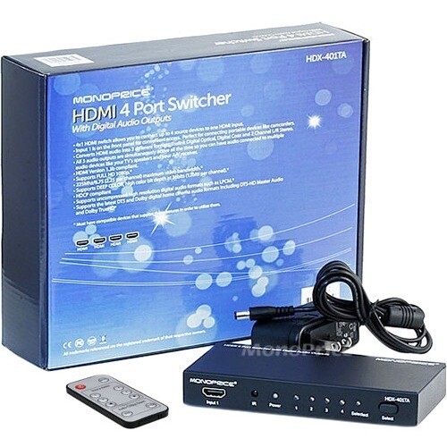 Monoprice 4X1 HDMI Switcher w/ Toslink &amp; Digital Coaxial Port (Rev.2) w/ 3D Support