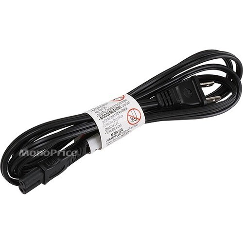 Monoprice 6ft 18AWG Figure 8 Shape AC Power Cord Cable w/o Polarized (C-7/1-15P) - Black