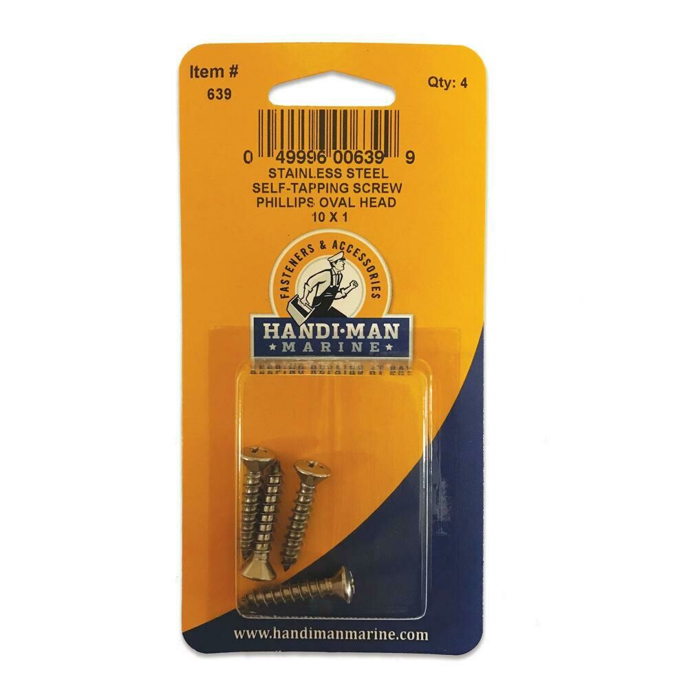 Handi-Man Phillips Self Tapping Oval Screw Stainles Steel - #10 x 1&quot;