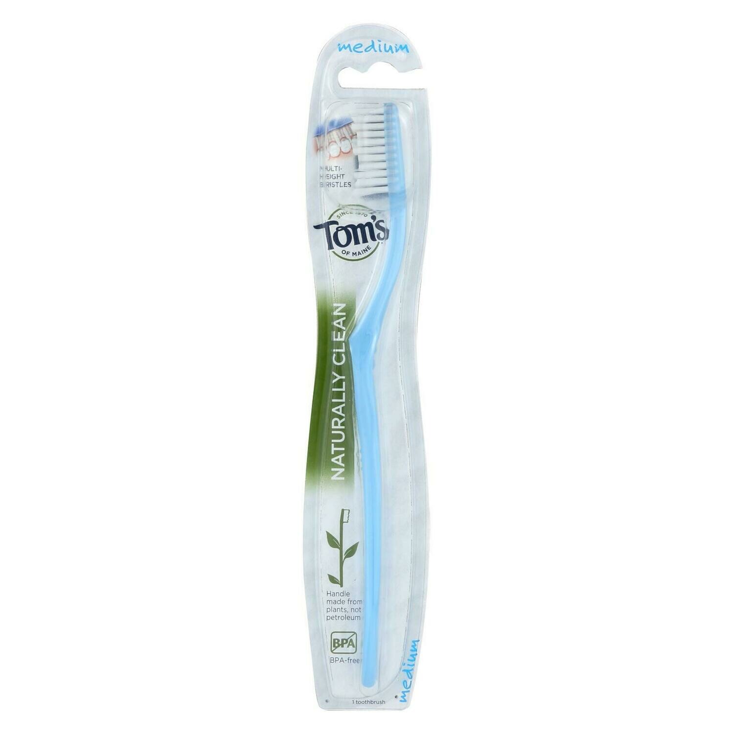 Tom&#39;s Of Maine Toothbrush - Naturally Clean - Adult - Medium - 1 Count - Case Of 6