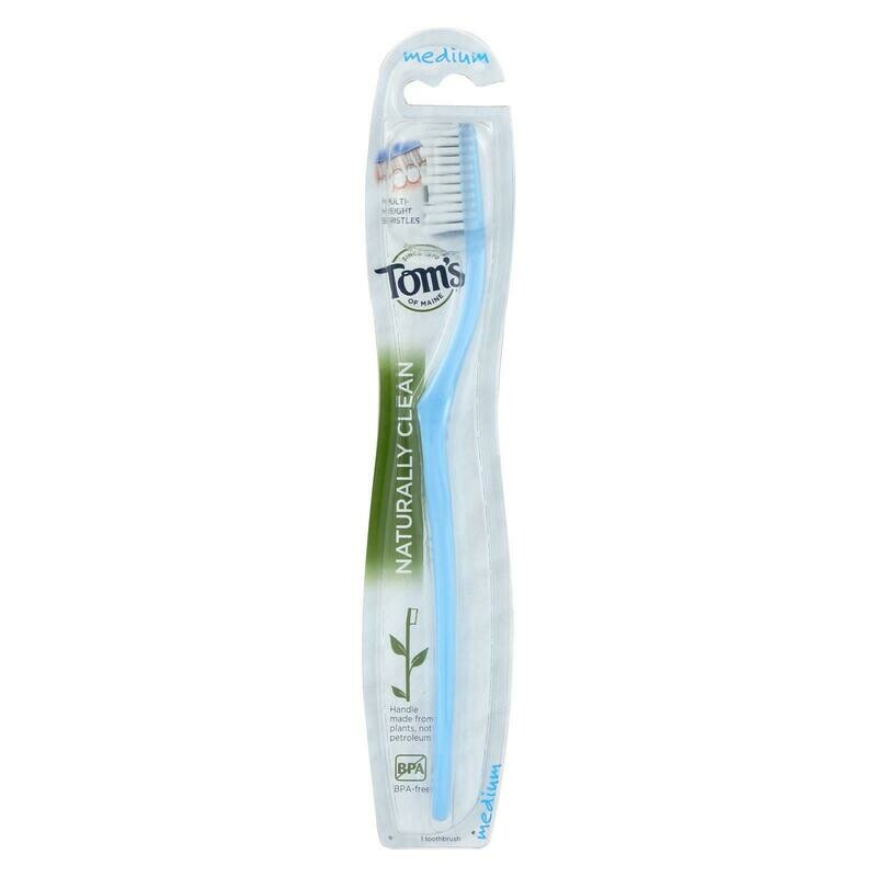 Tom&#39;s Of Maine Toothbrush - Naturally Clean - Adult - Medium - 1 Count - Case Of 6