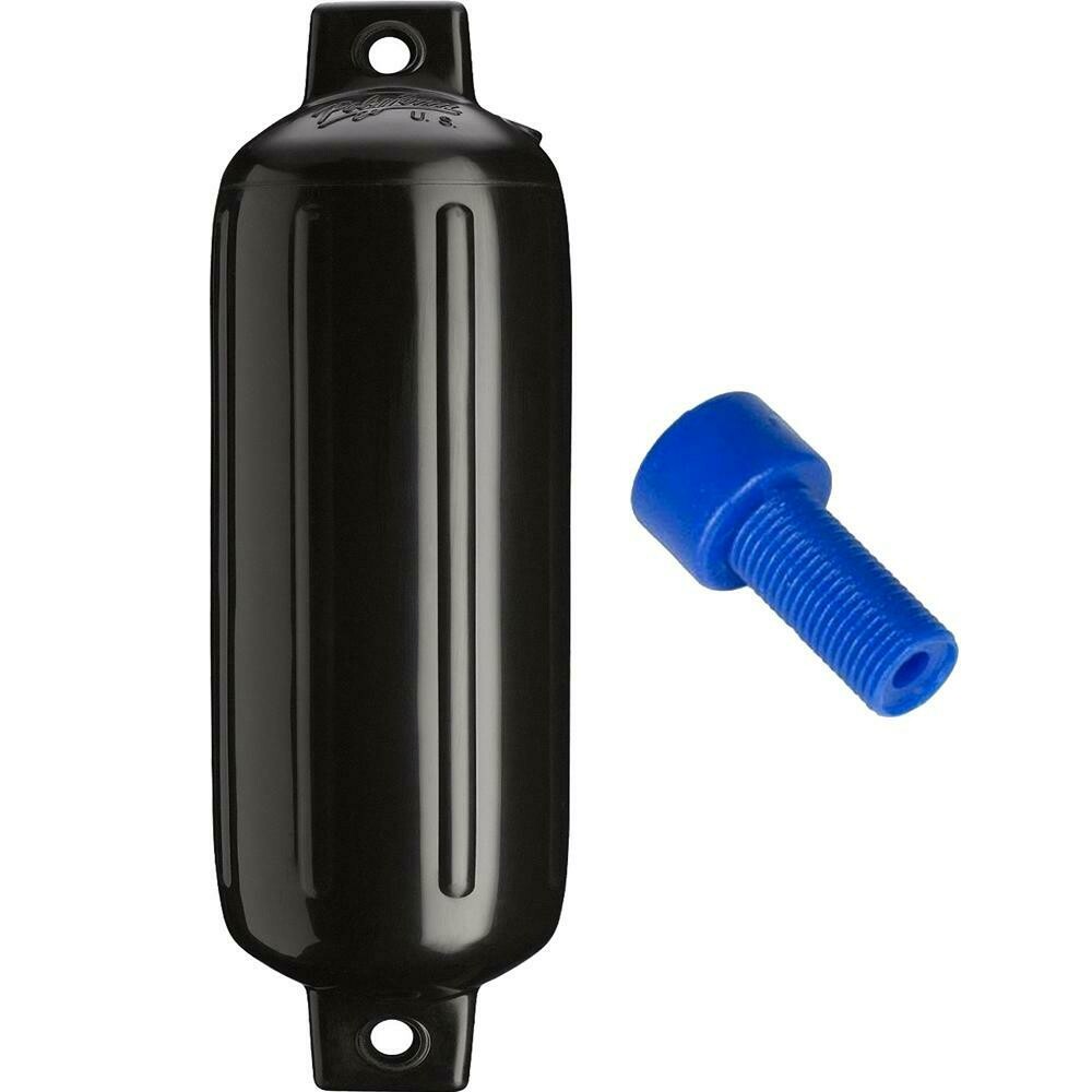 Polyform G-4 Twin Eye Fender 6.5&quot; x 22&quot; - Black w/Air Adapter