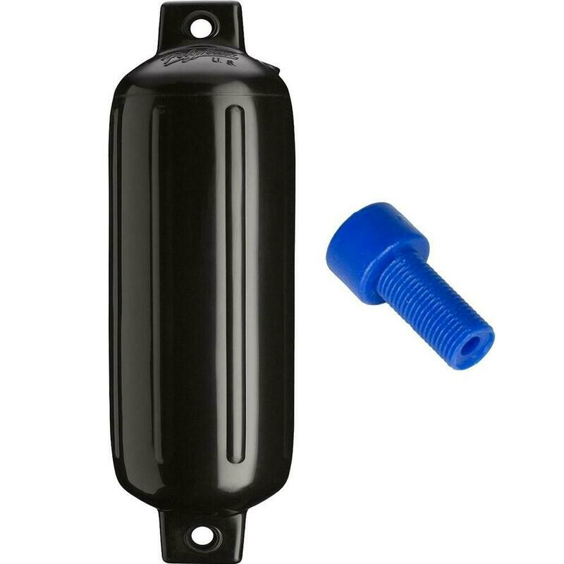 Polyform G-4 Twin Eye Fender 6.5&quot; x 22&quot; - Black w/Air Adapter