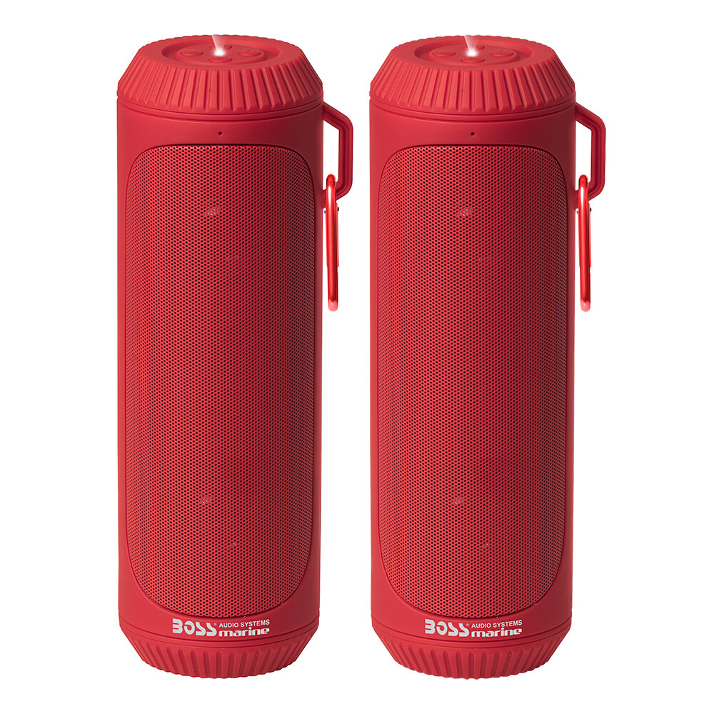 Boss Audio Bolt Marine Bluetooth® Portable Speaker System with Flashlight - Pair - Red