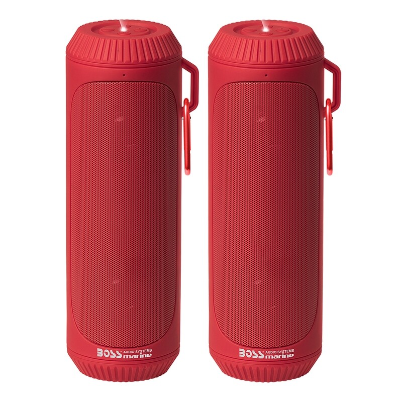 Boss Audio Bolt Marine Bluetooth® Portable Speaker System with Flashlight - Pair - Red