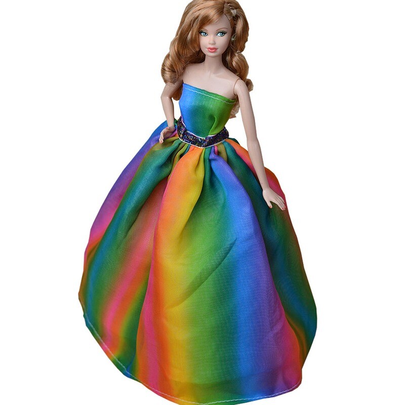 Rainbow Beautiful Handmade Party Dress Formal Dress For 11.8&quot;&quot; Doll