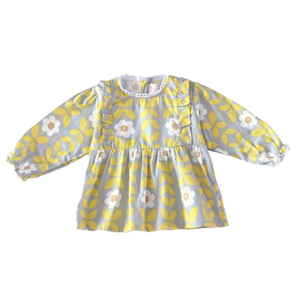 Lovely Girl&#39;s Long-sleeves Bib Overalls Feeding Clothes Baby Bibs, B