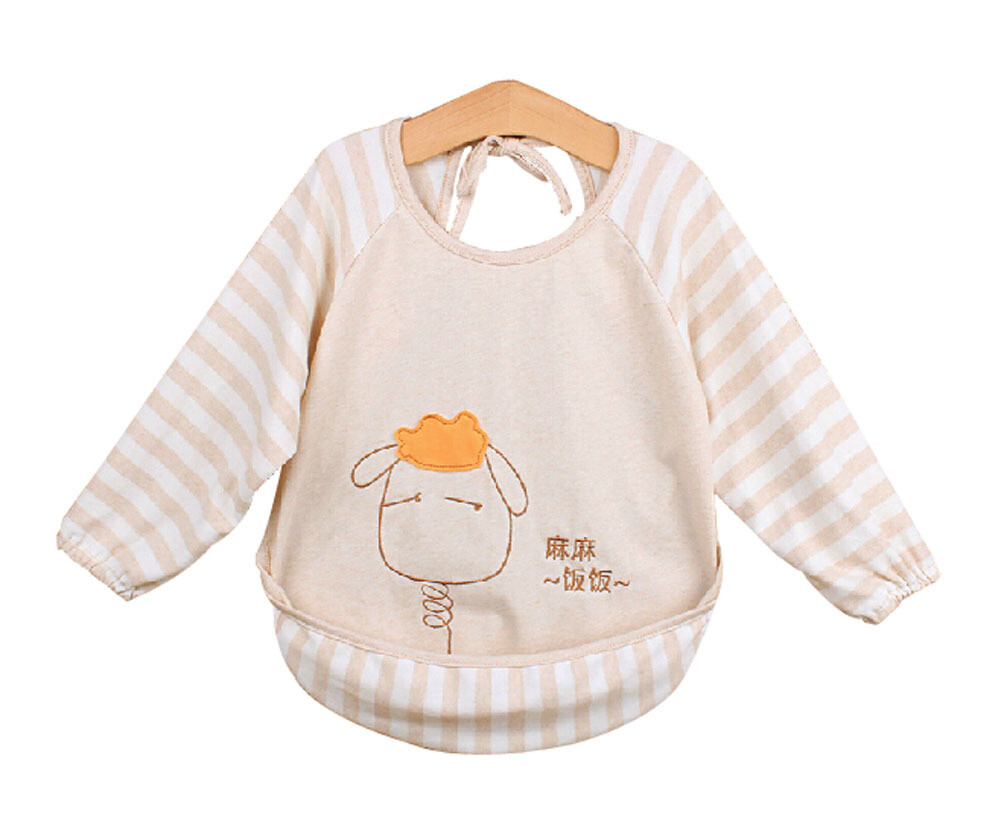 Colored Cotton Kids Painting Smocks Baby Feeding Clothes Baby Bib, 0-3 Years