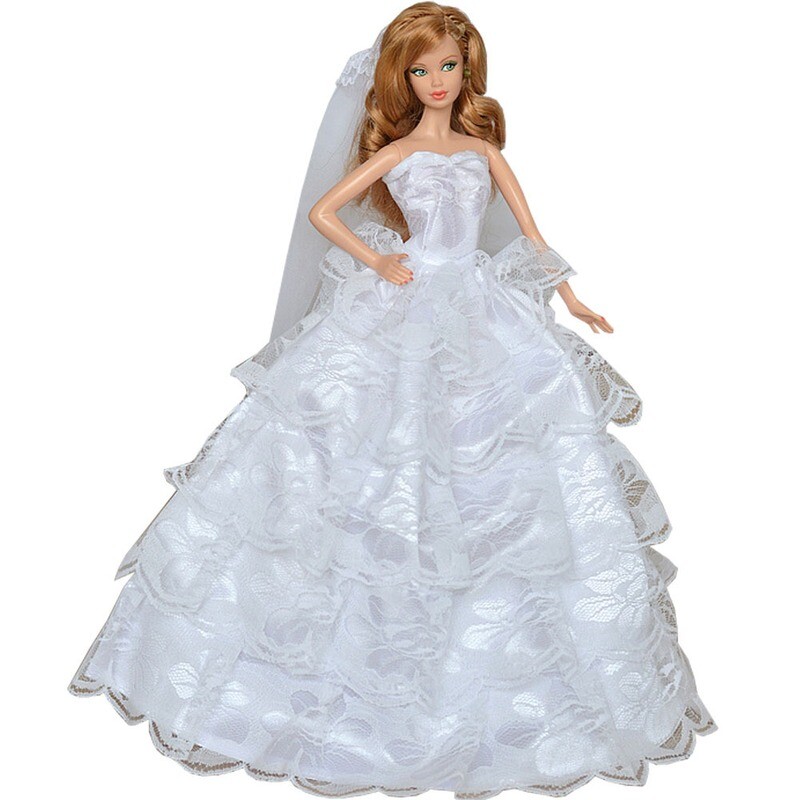 White Handmade Wedding Dress Formal Dress For 11.8&quot;&quot; Doll