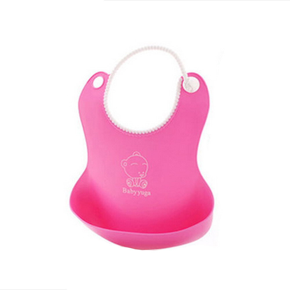 Baby Food Perspective Soft Bib Imitation Plastic Silicone Feeding Bibs, C