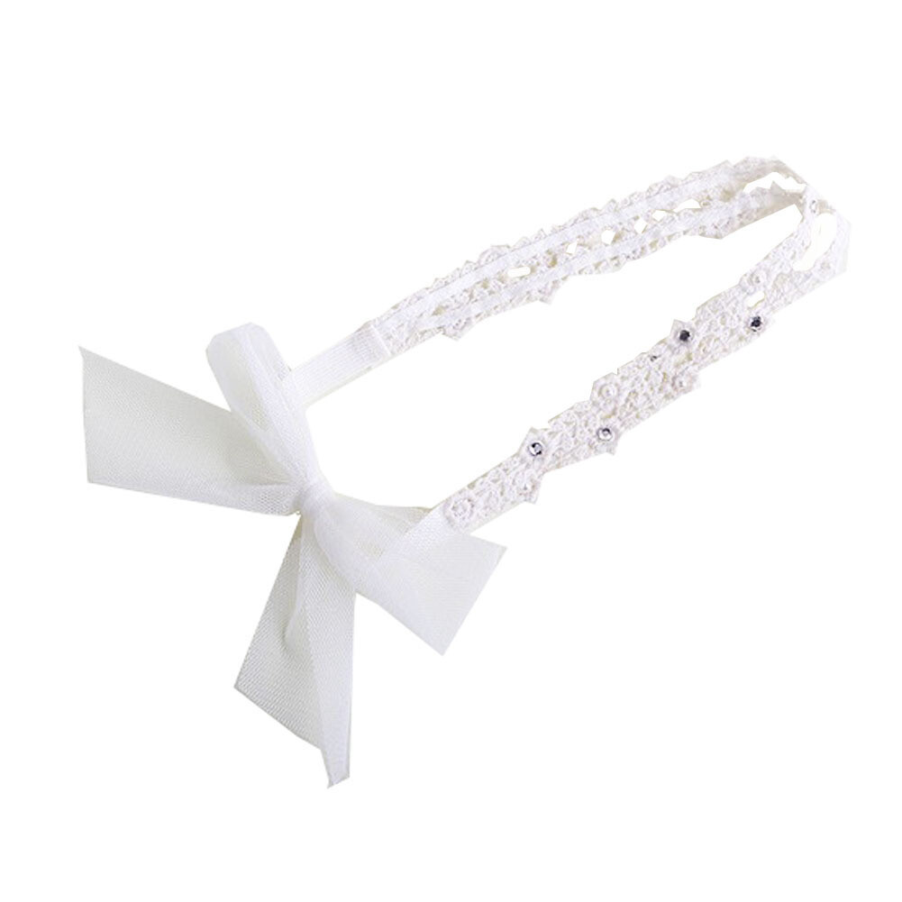 Infant Baby Butterfly Design With Beads And Rhinestone Hairband-creamy White