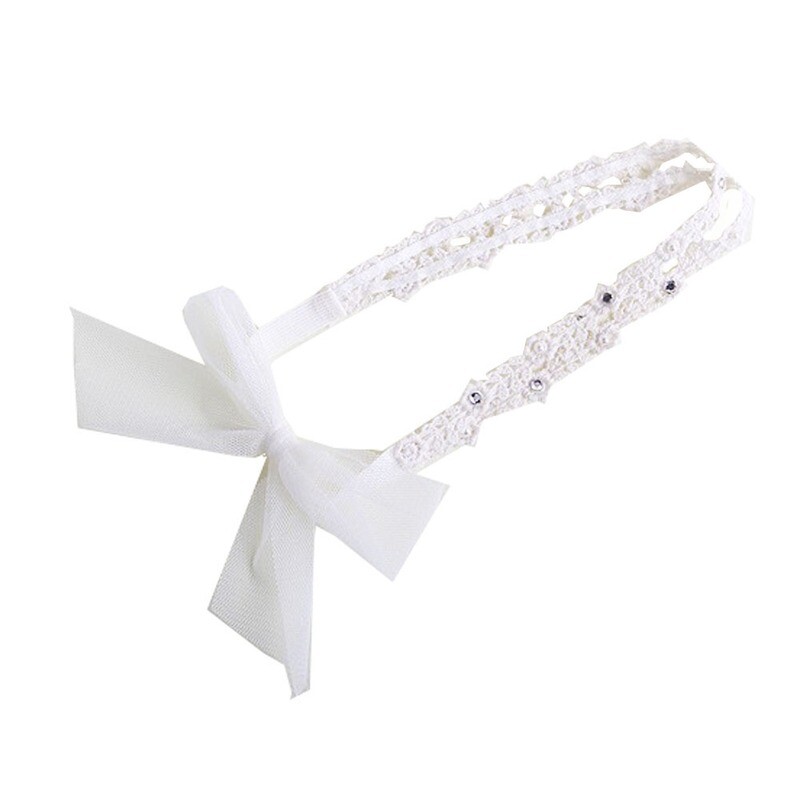Infant Baby Butterfly Design With Beads And Rhinestone Hairband-creamy White