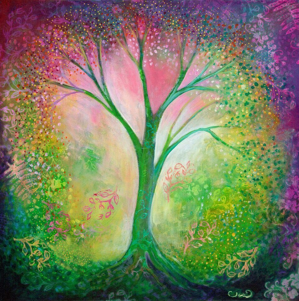 Что означает картина. Дерево жизни живопись. Картина маслом Древо жизни. Картина маслом дерево жизни. Картина дерево вертикальная.