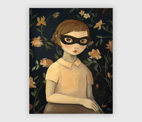 Masked Evaline with Floral Wallpaper