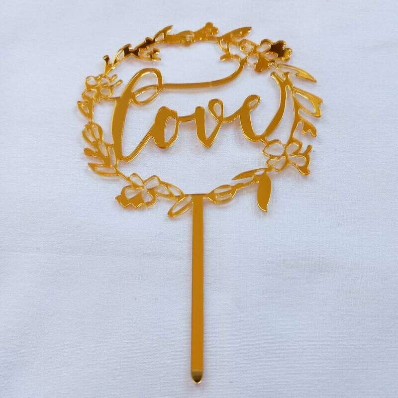 Acrylic Gold Love Topper