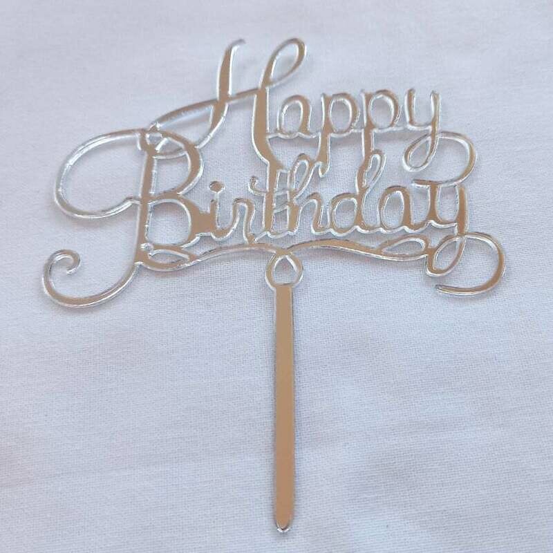 Acrylic Silver Script Topper