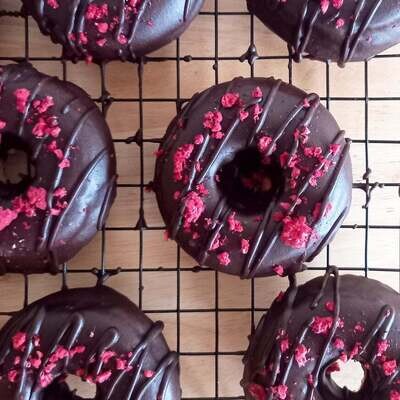 Chocolate Raspberry Donuts x6