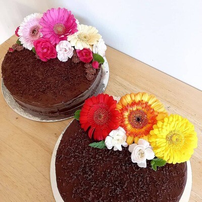 Decadent Chocolate Cake with Flowers