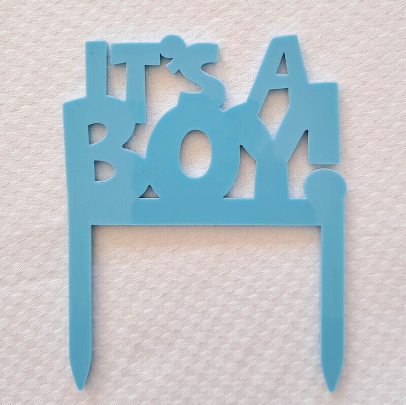 Acrylic Blue "It's a Boy" Topper