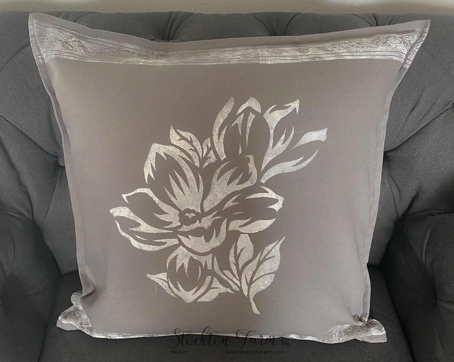 Magnolia Gray Throw Pillow Covers 20x20