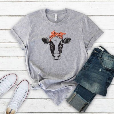 Grey Cow Orange Polka Dot Bandana Unisex T-Shirt