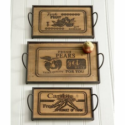 Rustic Wood & Metal Serving Tray CTW Home Collection