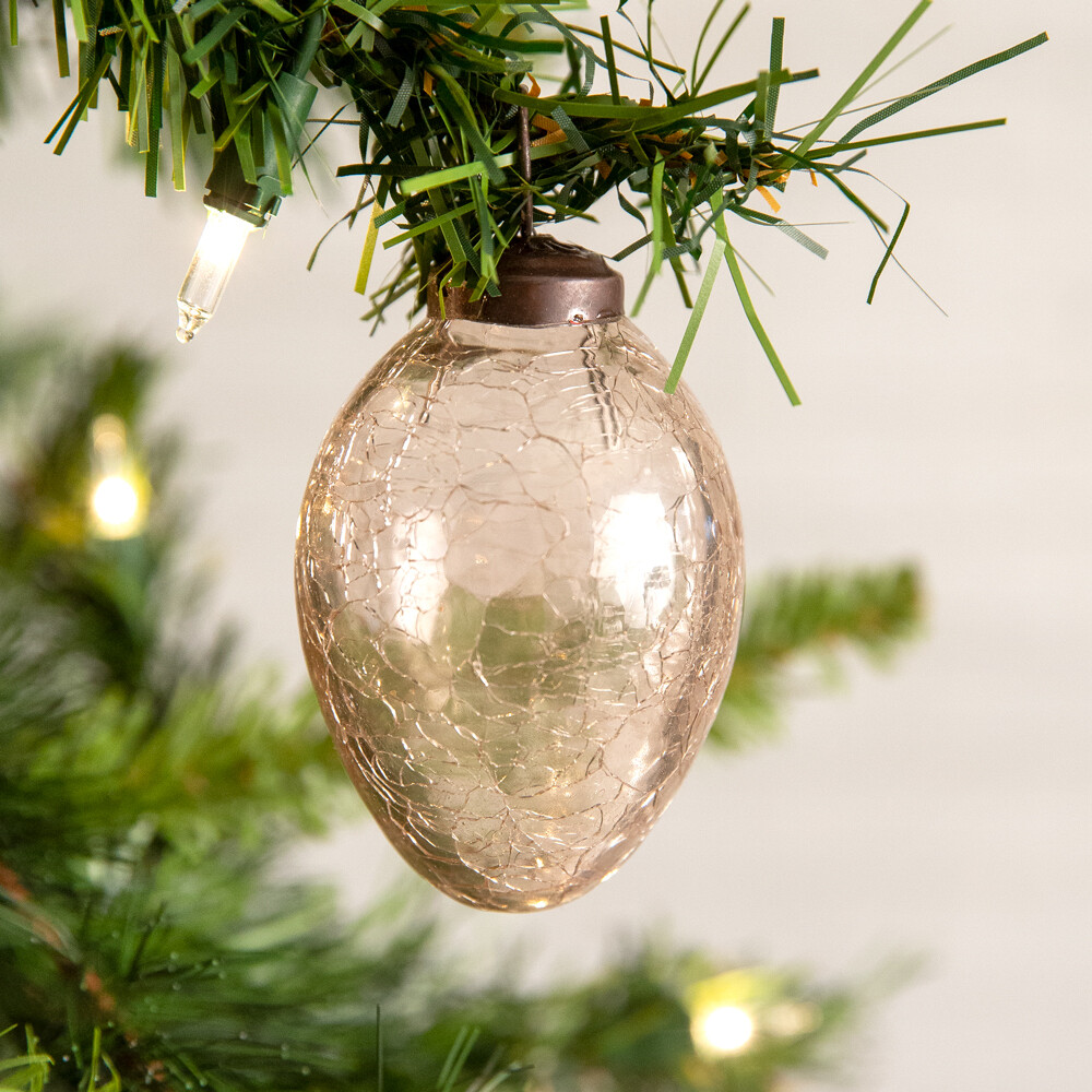 Handcrafted Crackle Glass Ornament CTW Home Collection