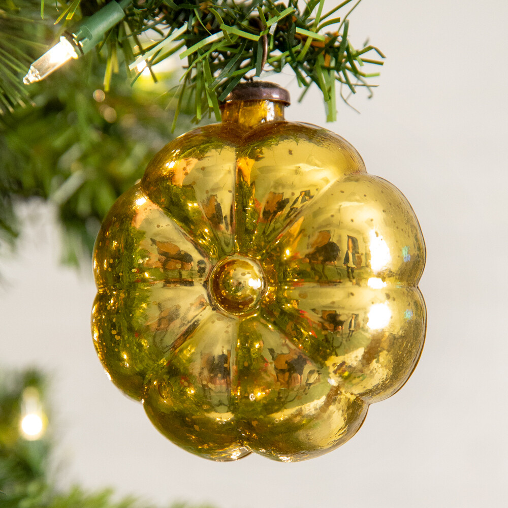 Gold Pillow Blown Glass Ornament CTW Home Collection