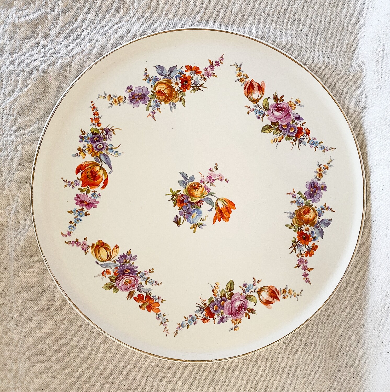 Erphila Art Pottery Floral Cake/Dessert Plate Vintage