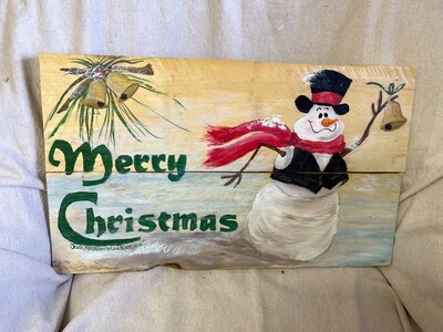 Hand Painted Merry Christmas Wood Sign