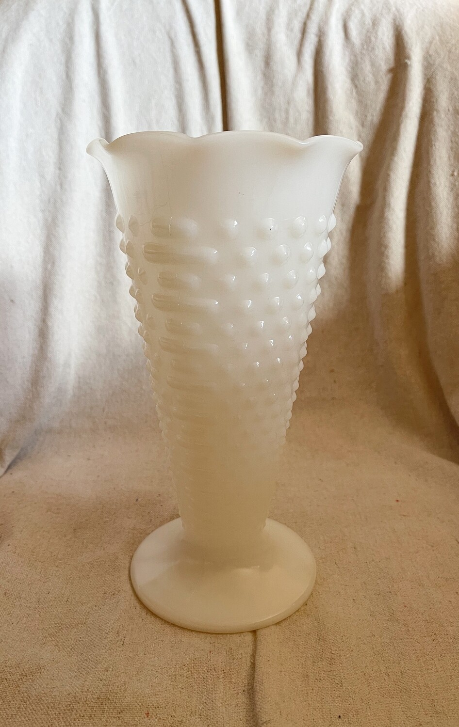 Vintage Anchor Hocking Milk Glass Hobnail Vase
