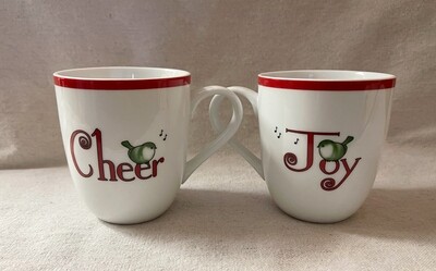 Joy & Cheer Holiday Mugs by Fitz and Floyd
