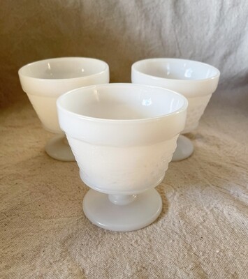 1950s Anchor Hocking Footed Milk Glass Sherbet Cups Set of 3