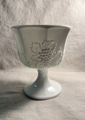Milk Glass Footed Compote Vintage Indiana Glass