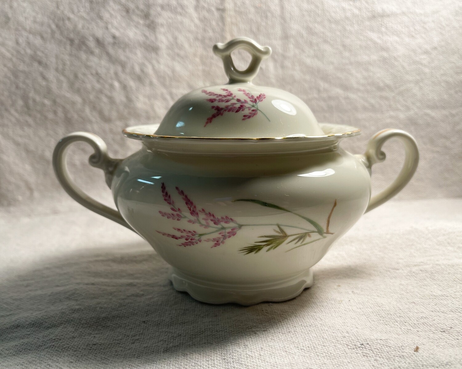 Vintage Hertel Jacob Bavarian White Porcelain Sugar Bowl