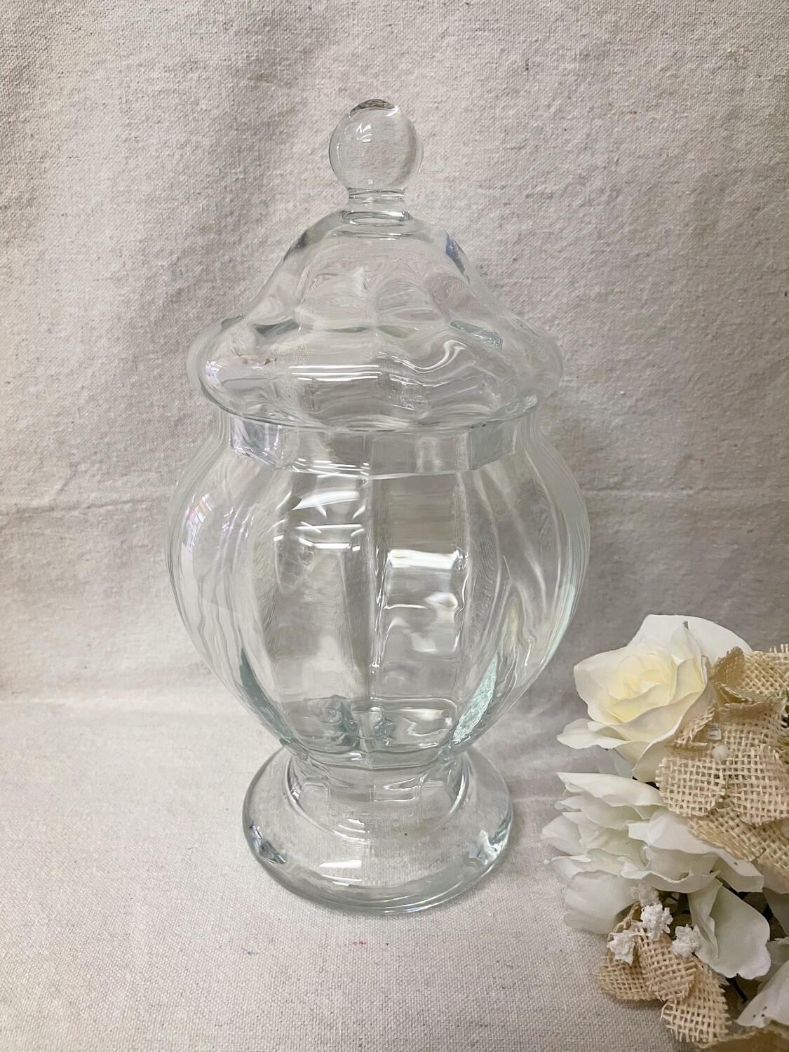 Clear Glass Lidded Apothecary Jar