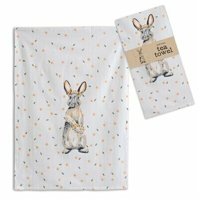 Bunny with Flowers Tea Towel CTW Home Collection