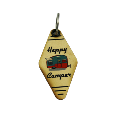 Happy Camper Vintage Inspired Keychain
